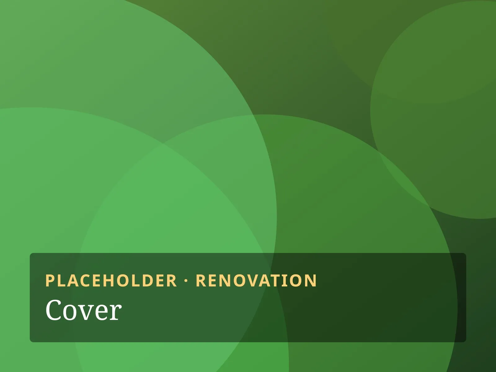 Placeholder image labelled "Renovation — Cover"